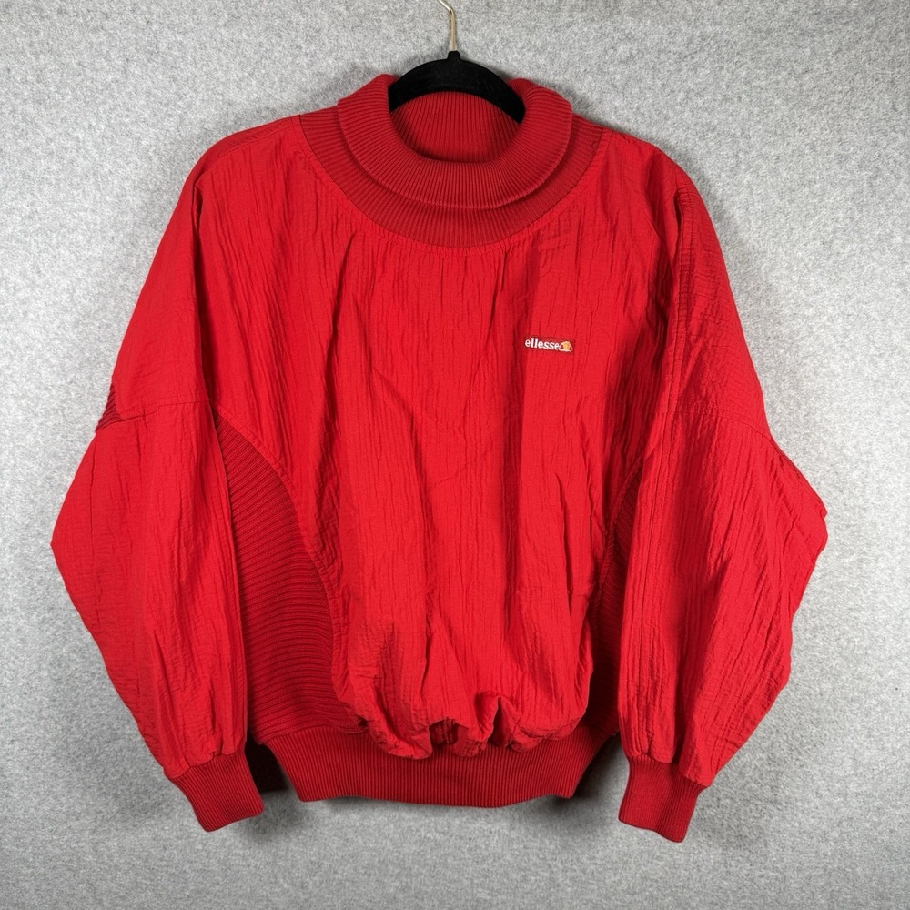 Ellesse sweater womens XS red pullover turtleneck athletic stretch 90s vintage